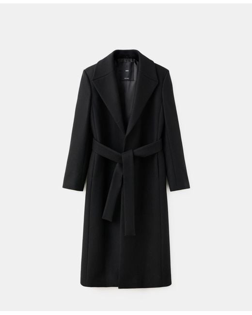 Mango Black Fur Collar Manteco Wool Coat