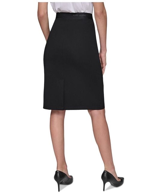 Karl Lagerfeld Black Compression Pull-on Pencil Skirt
