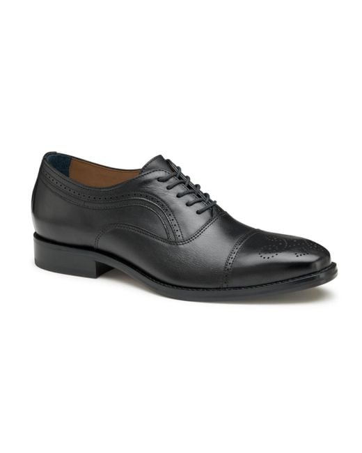 Johnston & Murphy Leather Danridge Cap Toe Dress Shoes in Black for Men