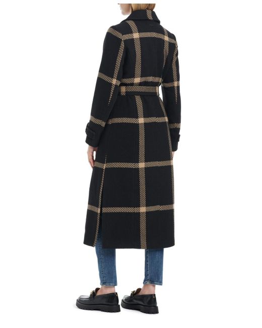 Vince Camuto Black Double-breasted Maxi Wool Blend Coat