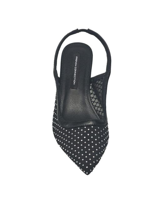 French Connection Black Flared Mesh Pumps