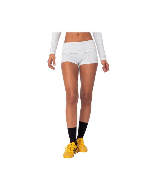 Edikted White Meg Fold Over Shorts