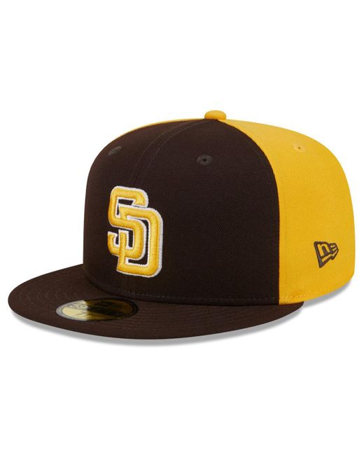 KTZ Black Brown/gold San Diego Padres Gameday Sideswipe 59fifty Fitted Hat for men