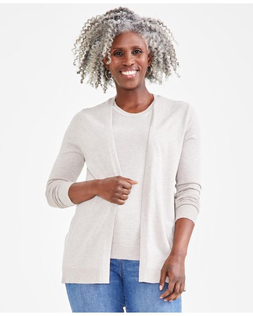 Style & Co. White Open Front Cardigan Sweater