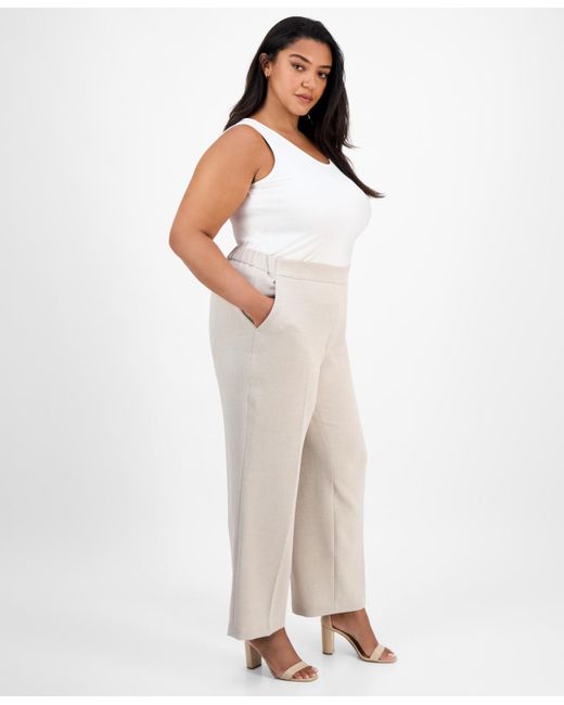 Kasper White Plus Size Mid-rise Pull-on Pants