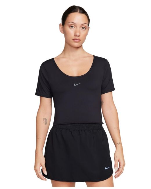 Nike Black One Classic Dri-fit Short-sleeve Cropped Twist-back Top