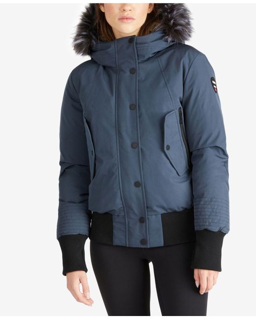 Pajar Cordova Plush Trim Bomber Coat in Blue Lyst