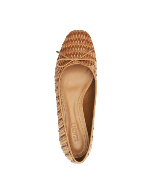 SCHUTZ SHOES Brown Arissa Straw Slip On Flats