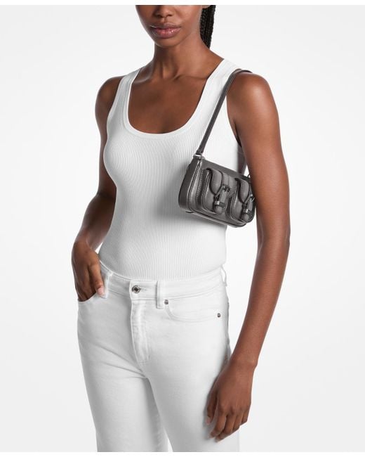 Michael Kors Gray Zoe Small Convertible Pouchette Bag