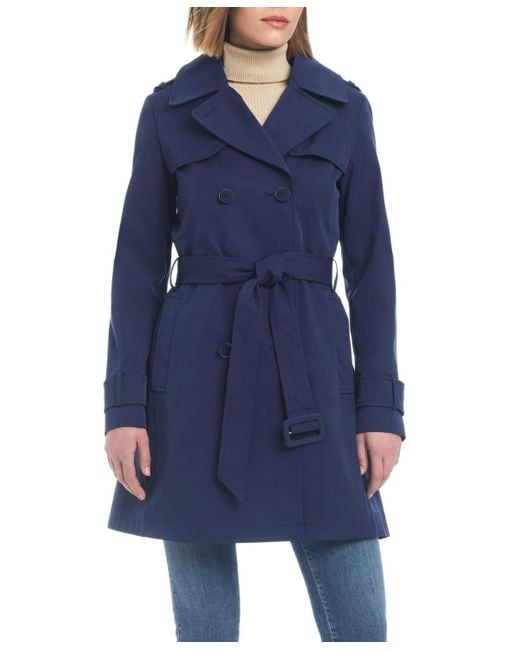 Kate Spade Blue Kate Spade Pleated Back Water-resistant Trench Coat