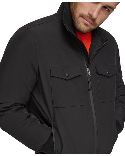 Calvin Klein Black Flex Tech Water-resistant Bomber Jacket for men