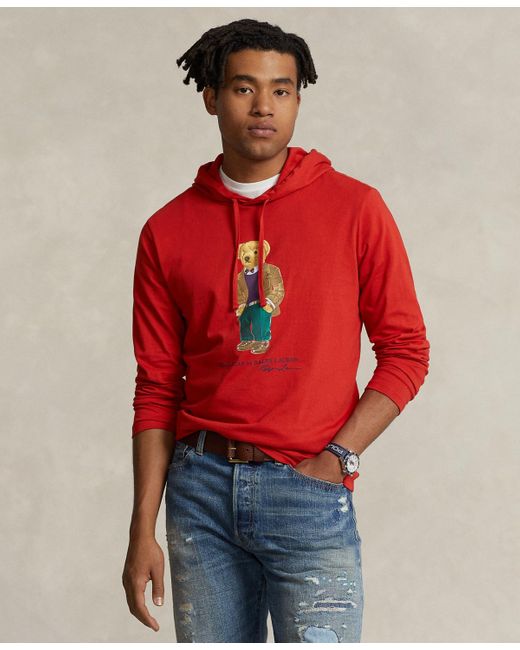 Polo Ralph Lauren Cotton Polo Bear Jersey Hooded T-shirt in Red for Men |  Lyst