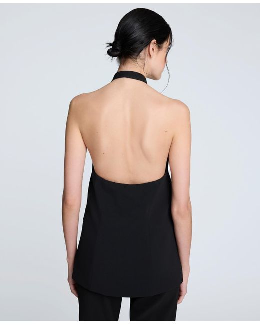 Kenneth Cole Blue Luxe Twill Three-button Halter Vest