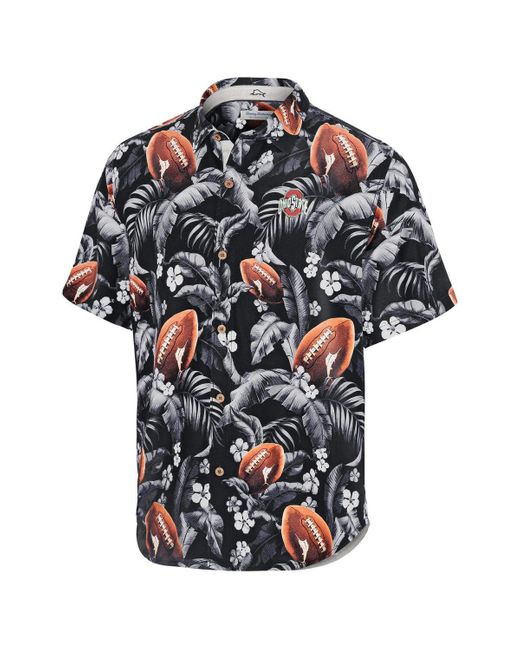 Tommy Bahama Black Ohio State Buckeyes Veracruz Cay First Down Blooms Button-up Shirt for men