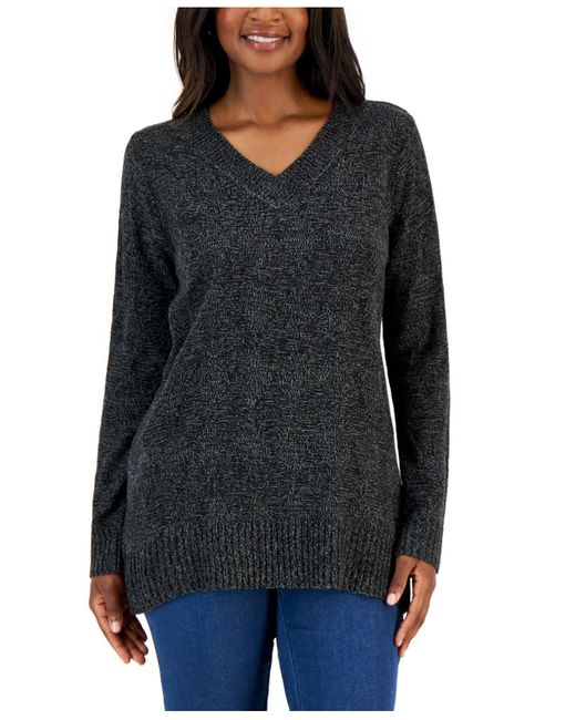 Karen Scott Turbo Box-stitch Sweater, Created For Macy's in Black | Lyst