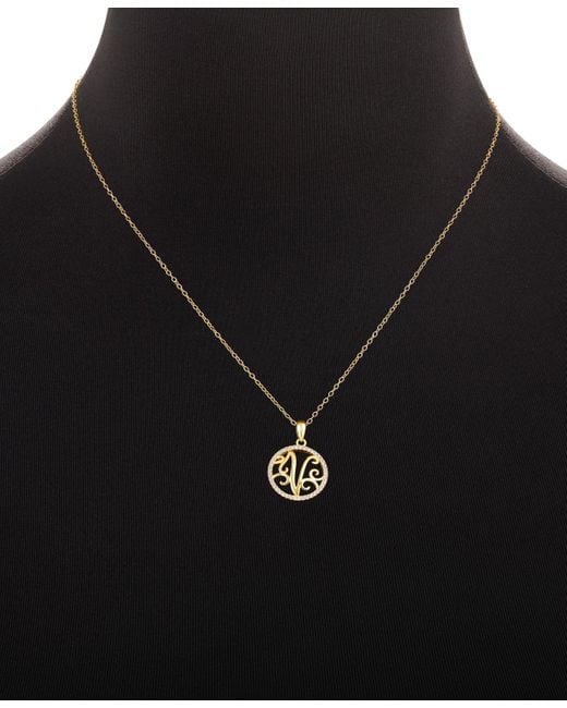 Giani Bernini Metallic Cubic Zirconia Pave V Monogram 18" Pendant Necklace