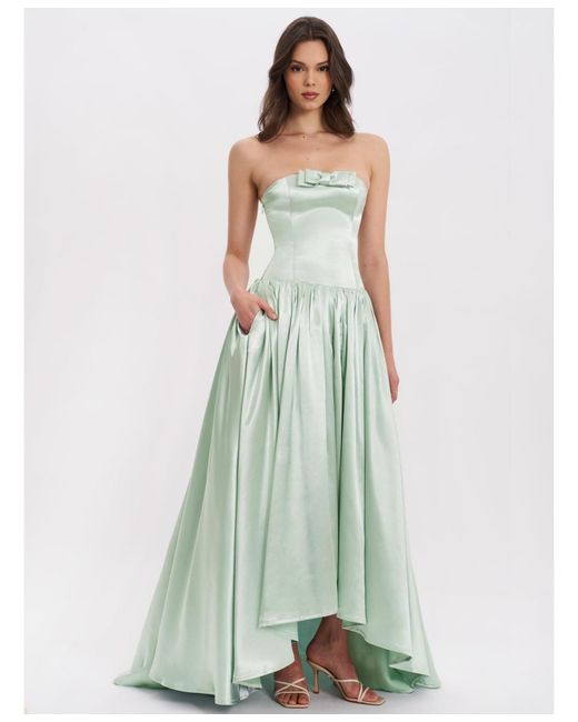 Miss Circle Green Lael Back Button Trailing Gown
