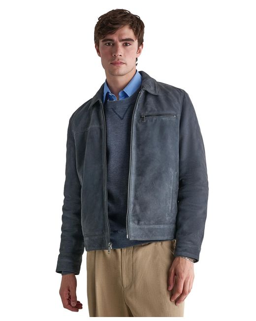 Wilsons Leather Blue Suede Zip-front Jacket for men