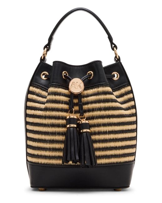 Anne Klein Black Convertible Strap Small Bucket Bag