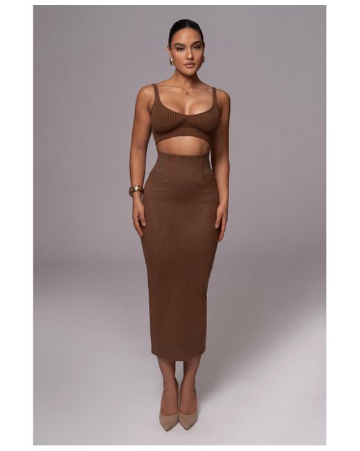 JLUXLABEL Brown Phoenix Suede Skirt