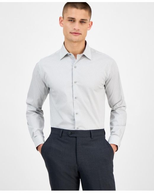 Alfani White Slim-fit Temperature Regulating Dress Shirt for men