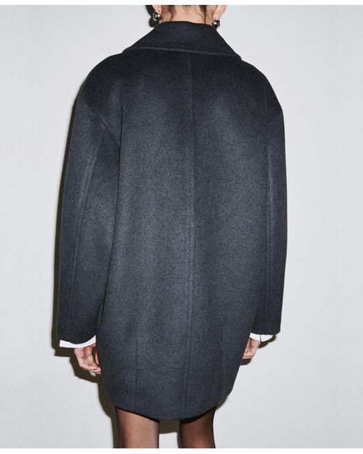 Mango Blue Buttons Wool-blend Coat
