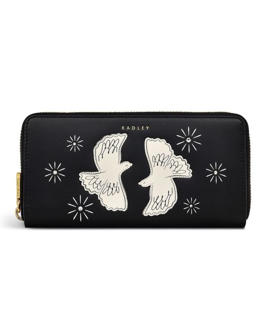 Radley Black Two Turtle Doves Large Zip Around Wallet