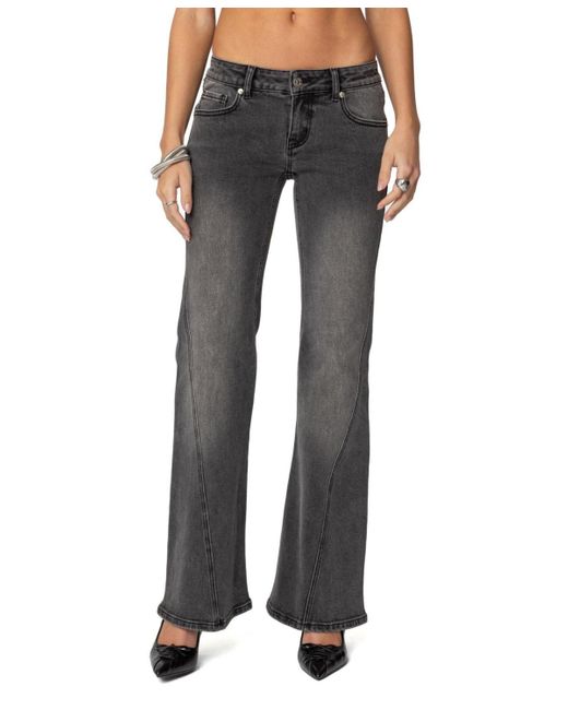 Edikted Black Colton Boot Cut Low Rise Jeans