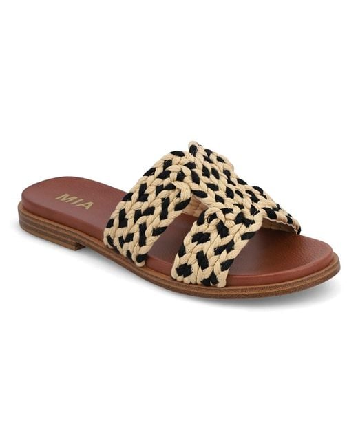 MIA Brown Poet Round Toe Flat Sandals