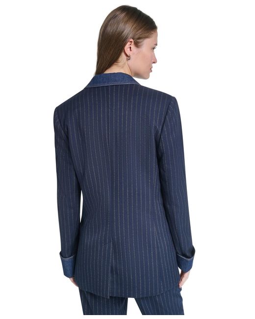 Karl Lagerfeld Blue Button-front Collared Jacket
