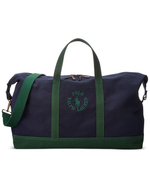 Polo Ralph Lauren Black Logo-embroidered Canvas Duffel Bag for men