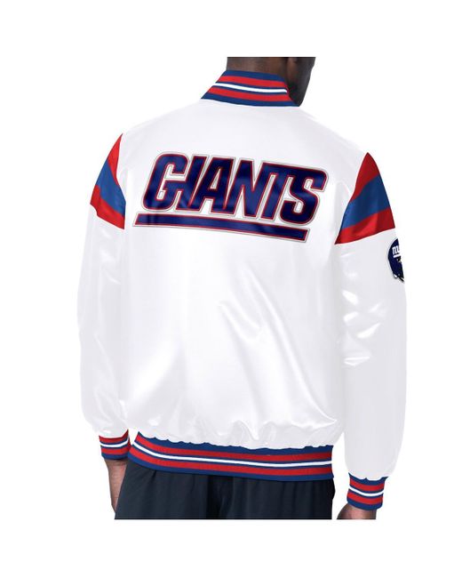 Starter White New York Giants Satin Full-snap Varsity Jacket for men