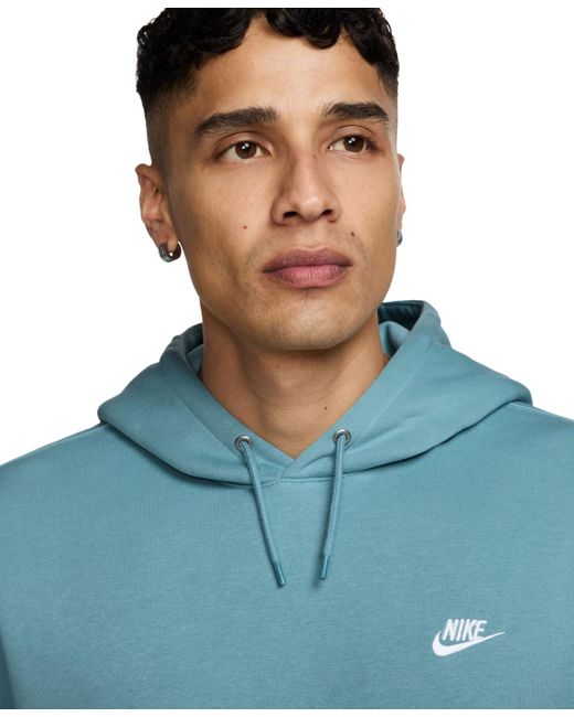 Nike Blue Club Pullover Fleece Logo Hoodie for men