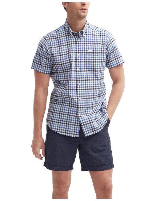 Barbour Blue Kinson Gingham Short Sleeve Button-down Shirt for men