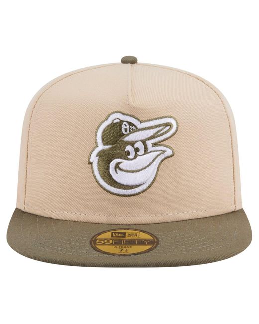 KTZ Natural Light Beige/olive Baltimore Orioles Two-tone Color Pack A-frame 59fifty Fitted Hat for men