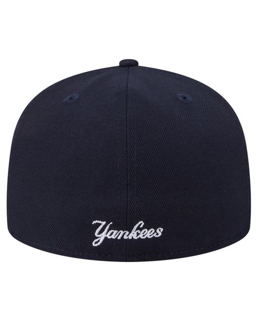 KTZ Blue New York Yankees Overlap 59fifty Fitted Hat for men