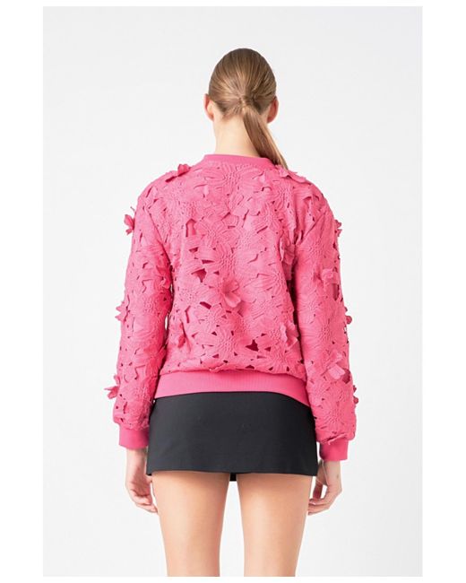 Endless Rose Pink Floral Lace Sweatshirt