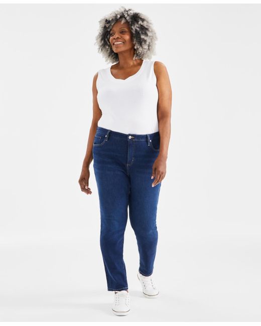 Style & Co. Blue Plus Size Mid-rise Slim Leg Jeans