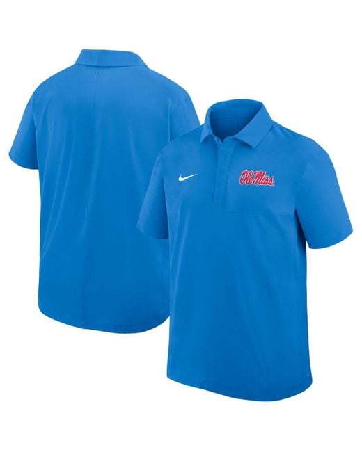 Nike Men's Blue Ole Miss Rebels Woven Dri-fit Polo Shirt
