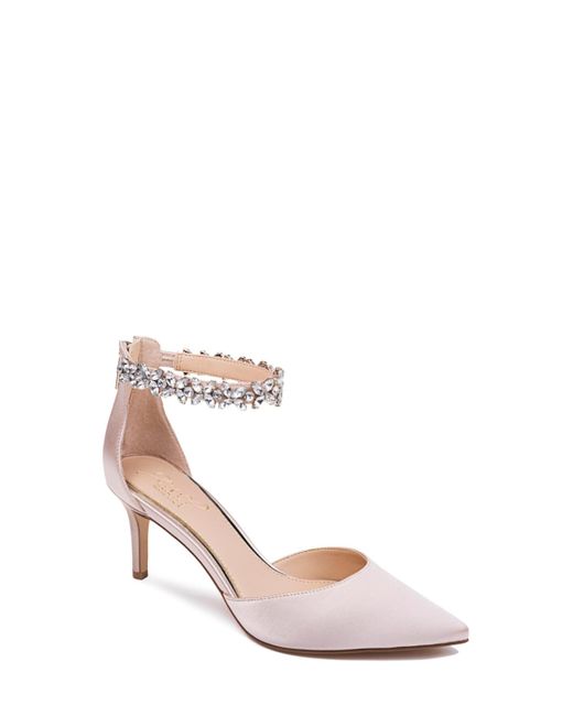 Badgley Mischka Pink Raleigh Rhinestone Ankle Strap Evening Pumps