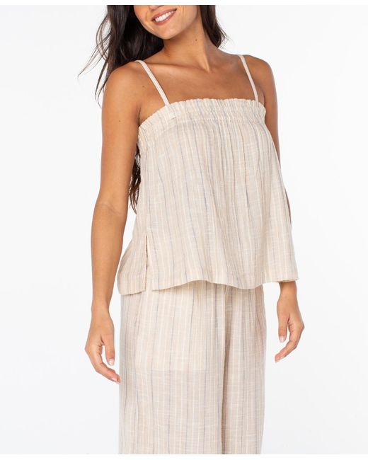 Roxy Natural Poolside Crop Striped Pull-on Top