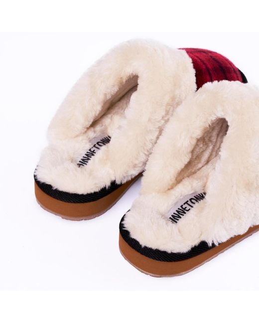 Minnetonka Red Carefree Scuff Slippers