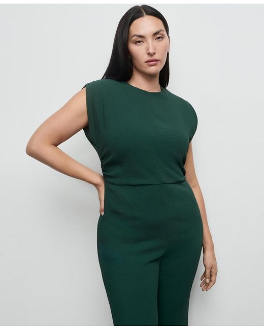 Mango Green Ruched Long Jumpsuit