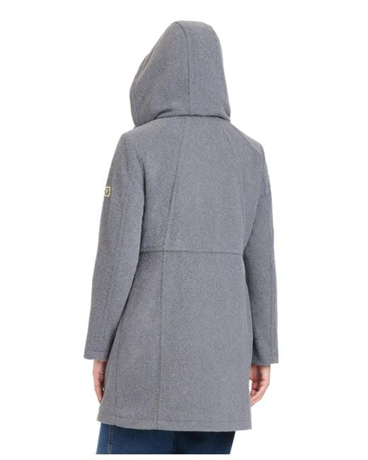 Vince Camuto Gray Zip Front Walker Coat With Detachable Hood