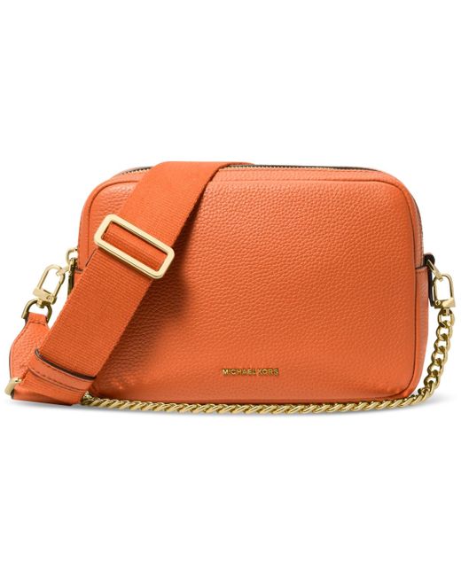 Michael Kors Orange Michael Bryant Medium Leather Double Zip Chain Camera Crossbody