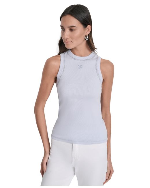 DKNY White Studded Crewneck Tank