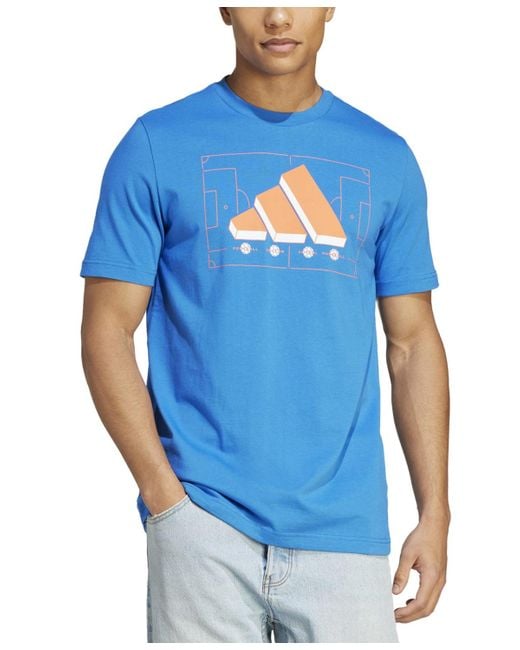 adidas Graphic-print Logo T-shirt in Blue for Men | Lyst