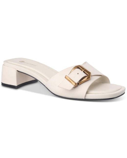 Giani Bernini White Kamilla Buckle Block Heel Dress Sandals