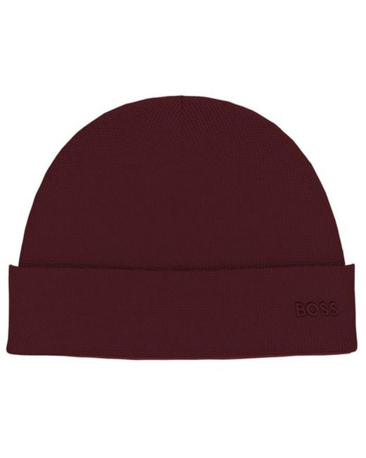 Boss Red Waffle Logo Detail Beanie for men