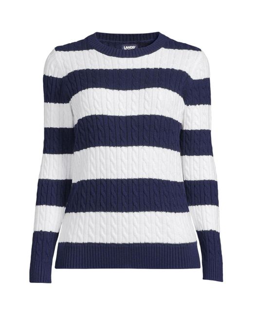 Lands' End Blue Drifter Cable Crew Neck Sweater